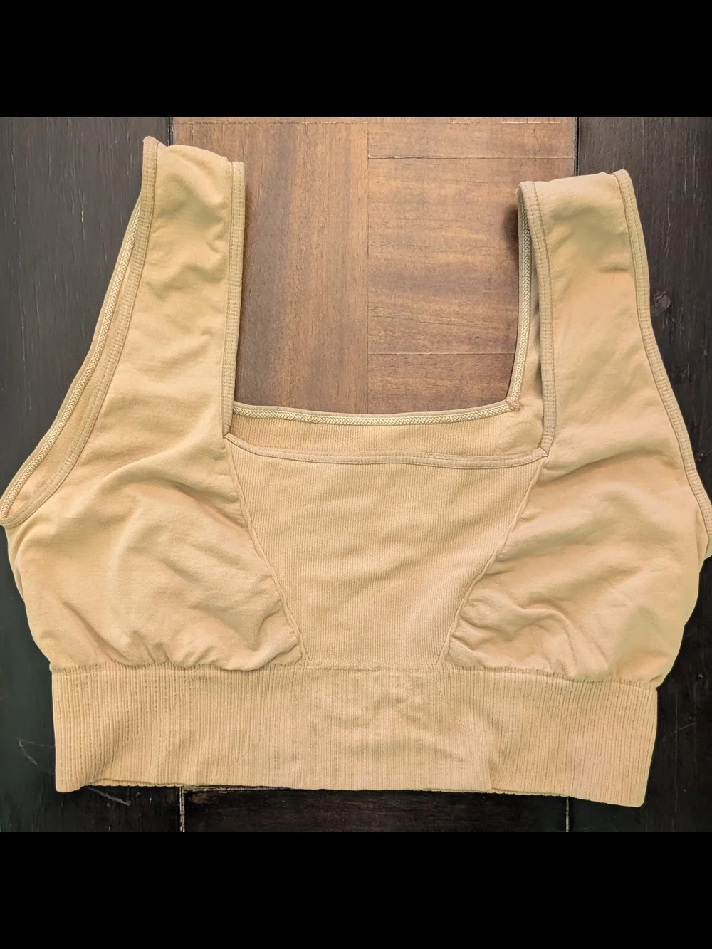 Free People Ribbed Square-Neck Bralette in Beige Size Medium